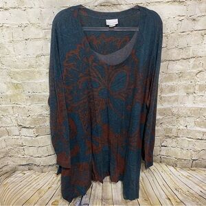 Soft Surroundings Green Floral Print Renaissance Tunic Top